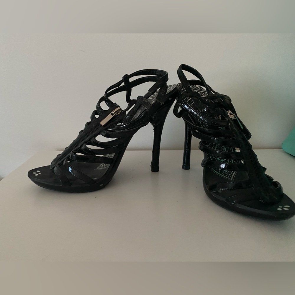 Black open toe heels